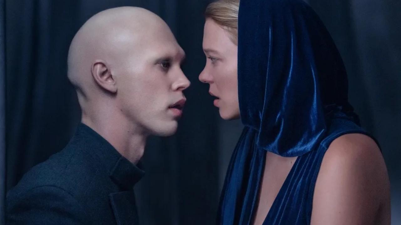 Austin Butler (Feyd-Rautha Harkonnen) et Léa Seydoux (Lady Margot Fenring) dans Dune 2