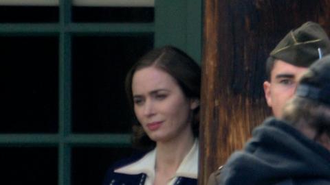 Emily Blunt sur le tournage d'Oppenheimer, au printemps 2022