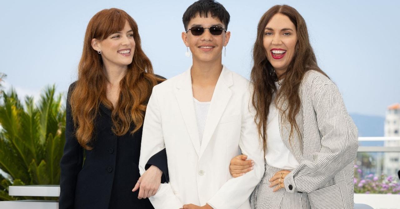 Cannes, Jour 5 : Riley Keough, Ladainian Crazy Thunder et Gina Gammell lors du photocall