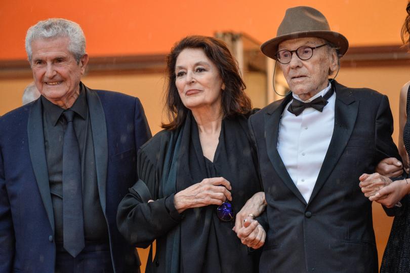 Anouk Aimée, Jean-Louis Trintignant, Claude Lelouch pour la première de Les Plus Belles Années à Cannes