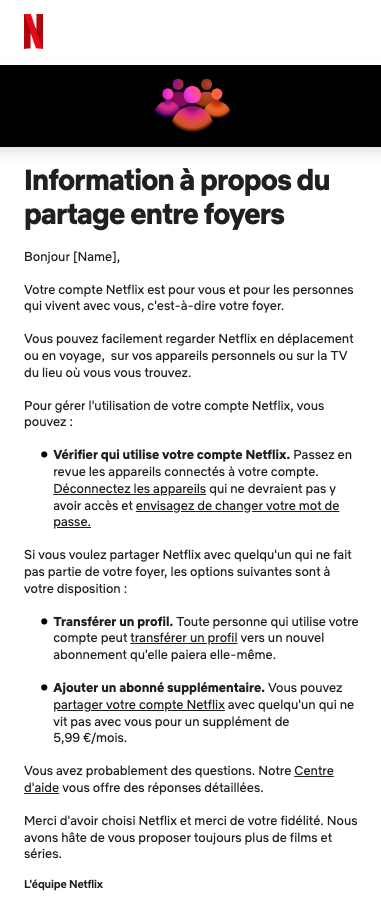 Netflix fait maintenant payer le partage de compte !